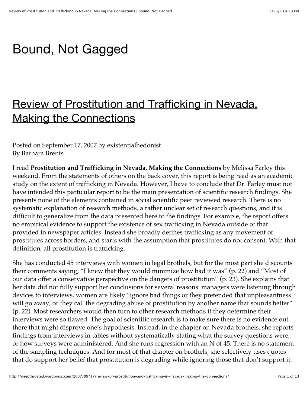 Review of Prostitution and Trafficking in Nevada, Making the Connections | Bound, Not Gagged 2/23/13 4:13 PM