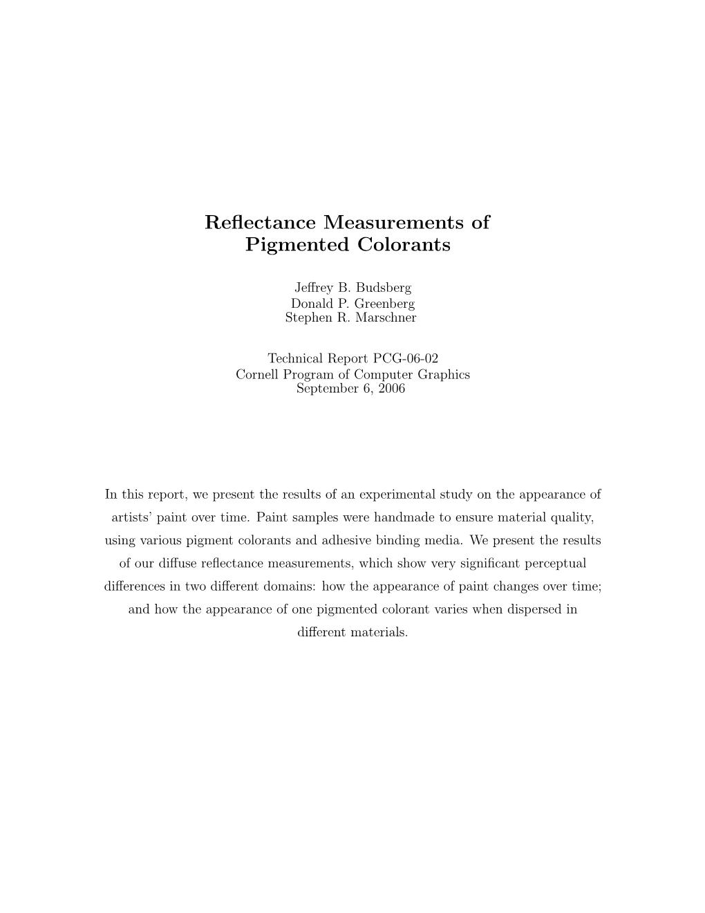 Reflectance Measurements of Pigmented Colorants