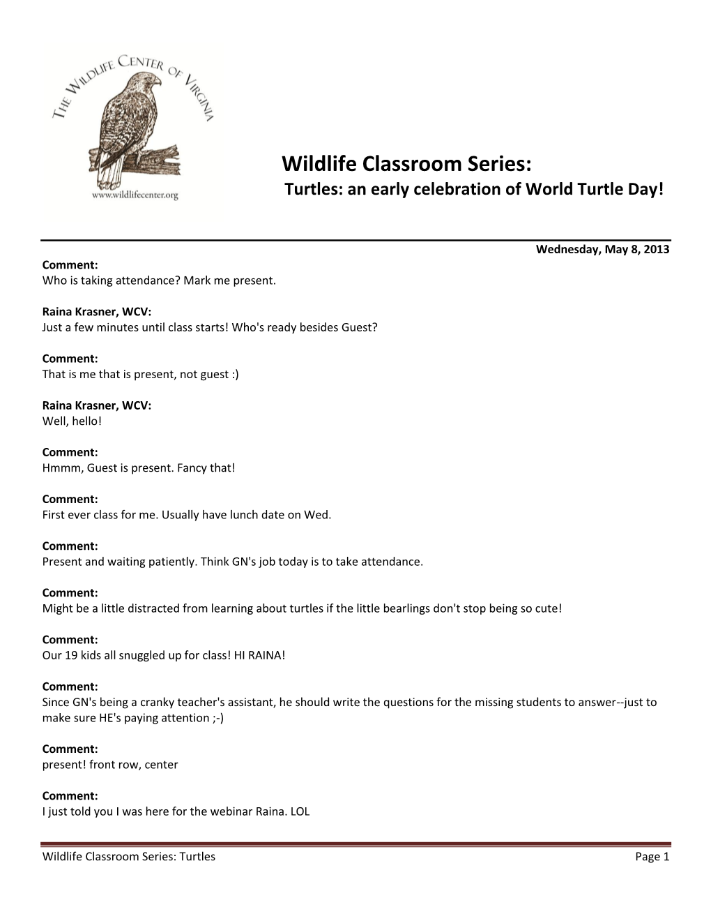 Wildlife Center Classroom Series: All About Turtles