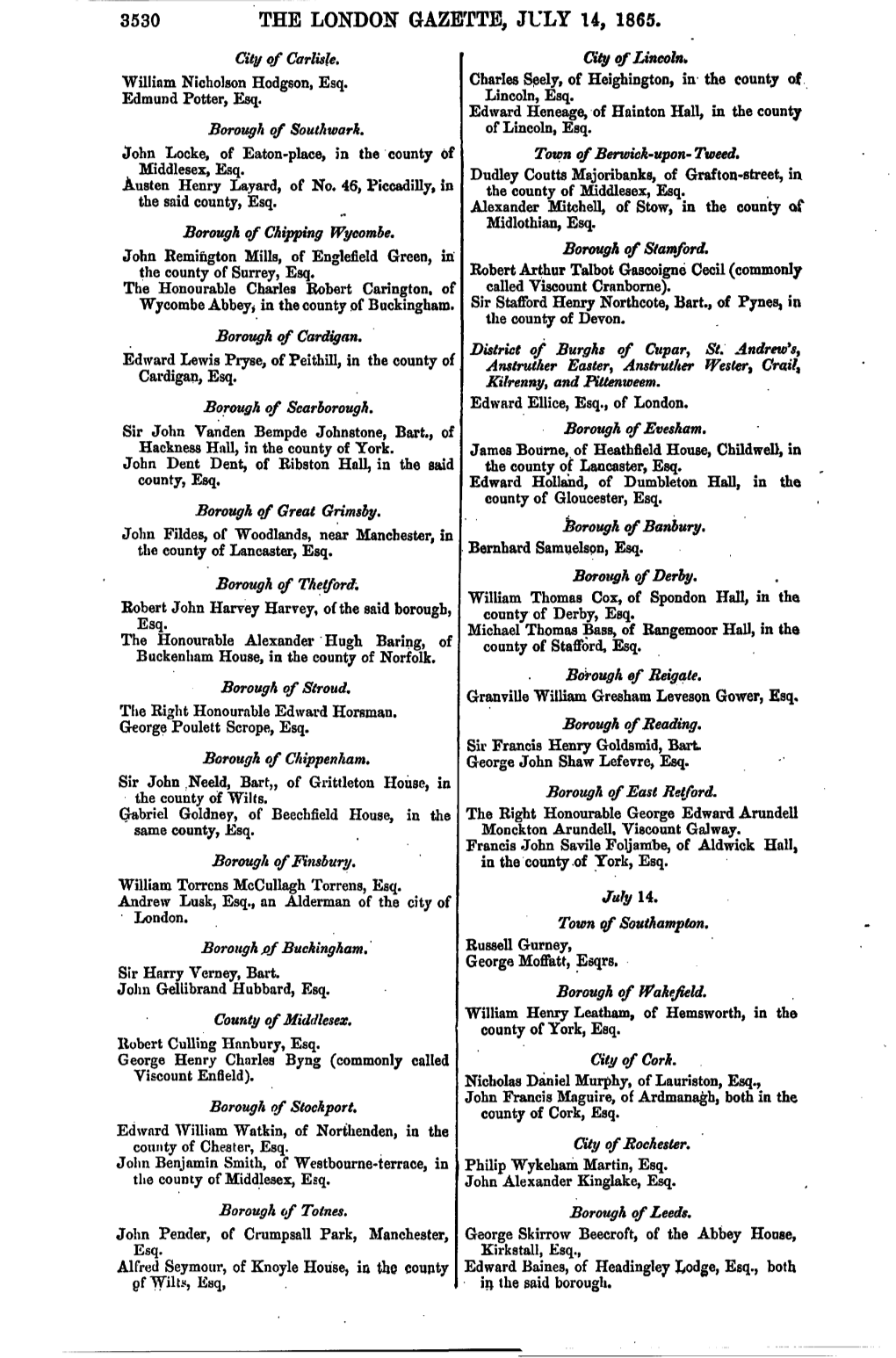 The London Gazette, July 14, 1865