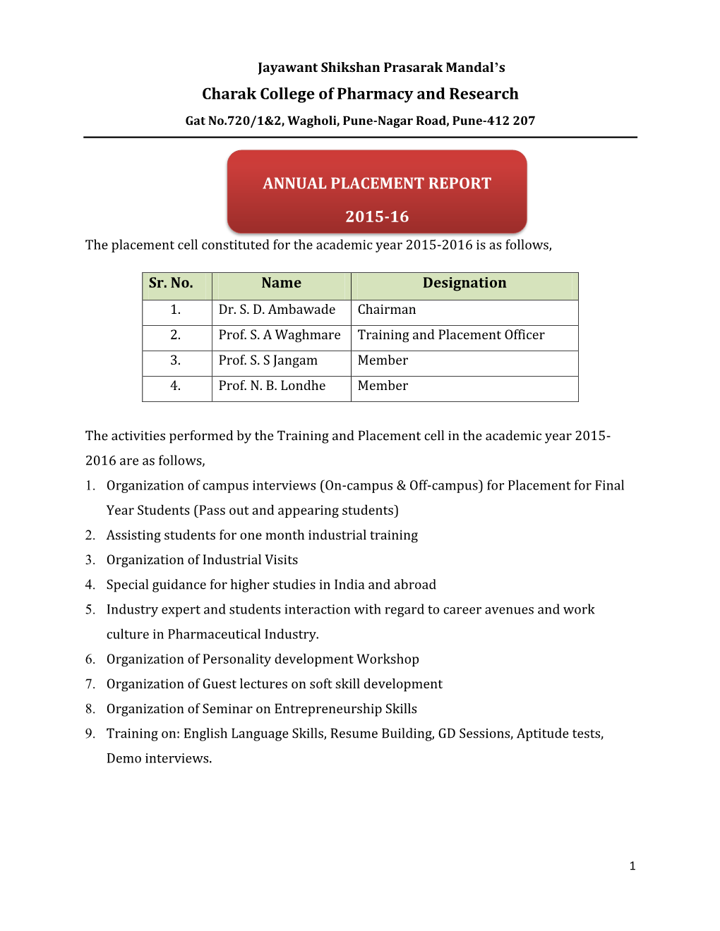 Placement Report 2015-16.Pdf
