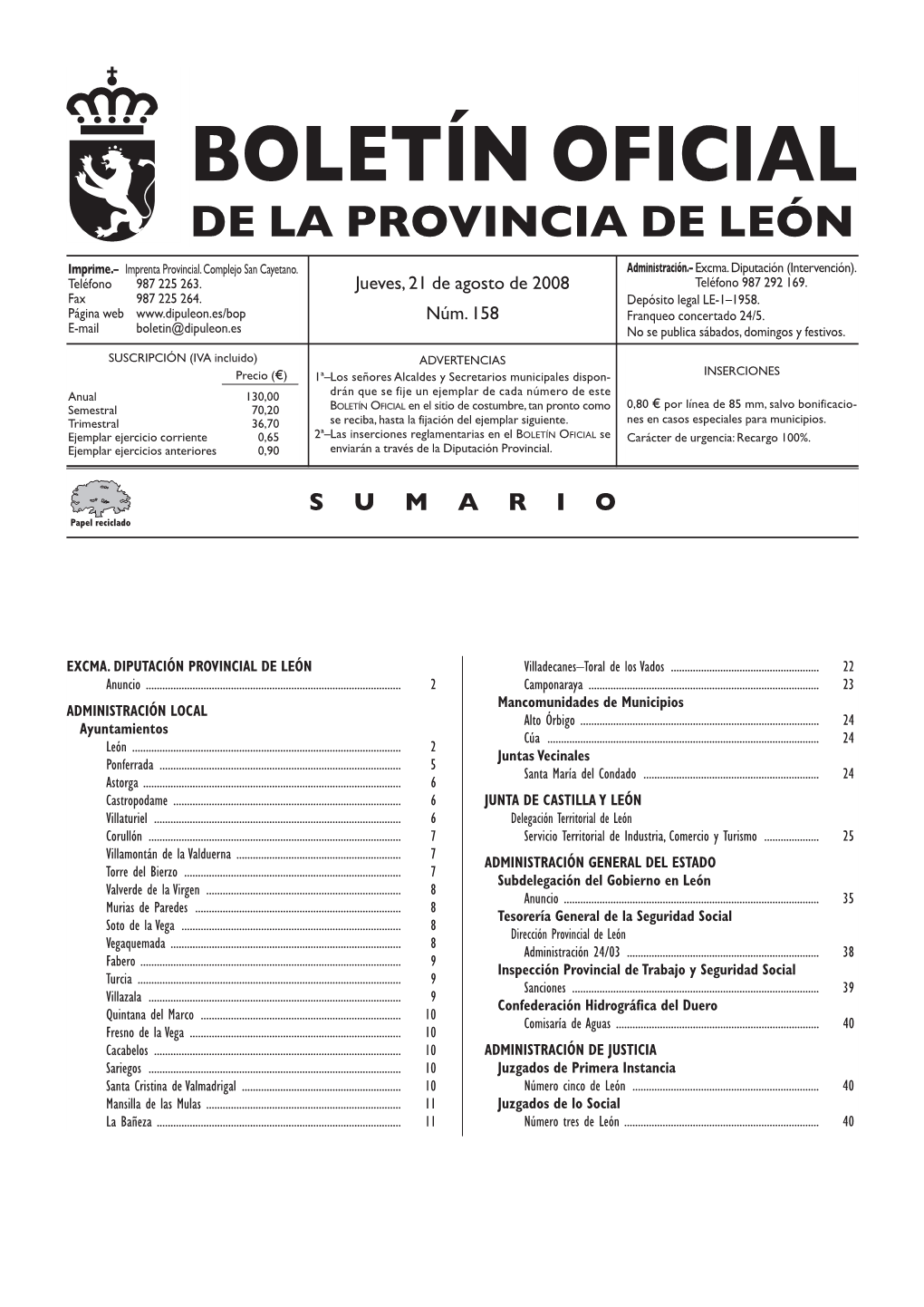 Boletín Oficial De La Provincia De León