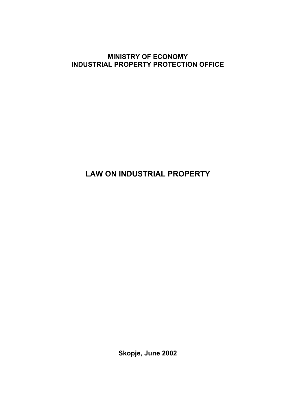 Law on Industrial Property of Macedonia