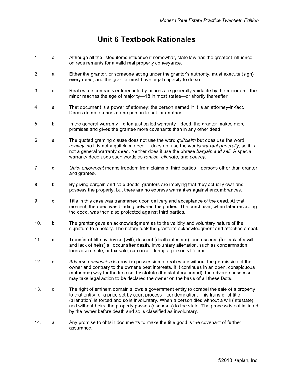 Unit 6 Textbook Rationales