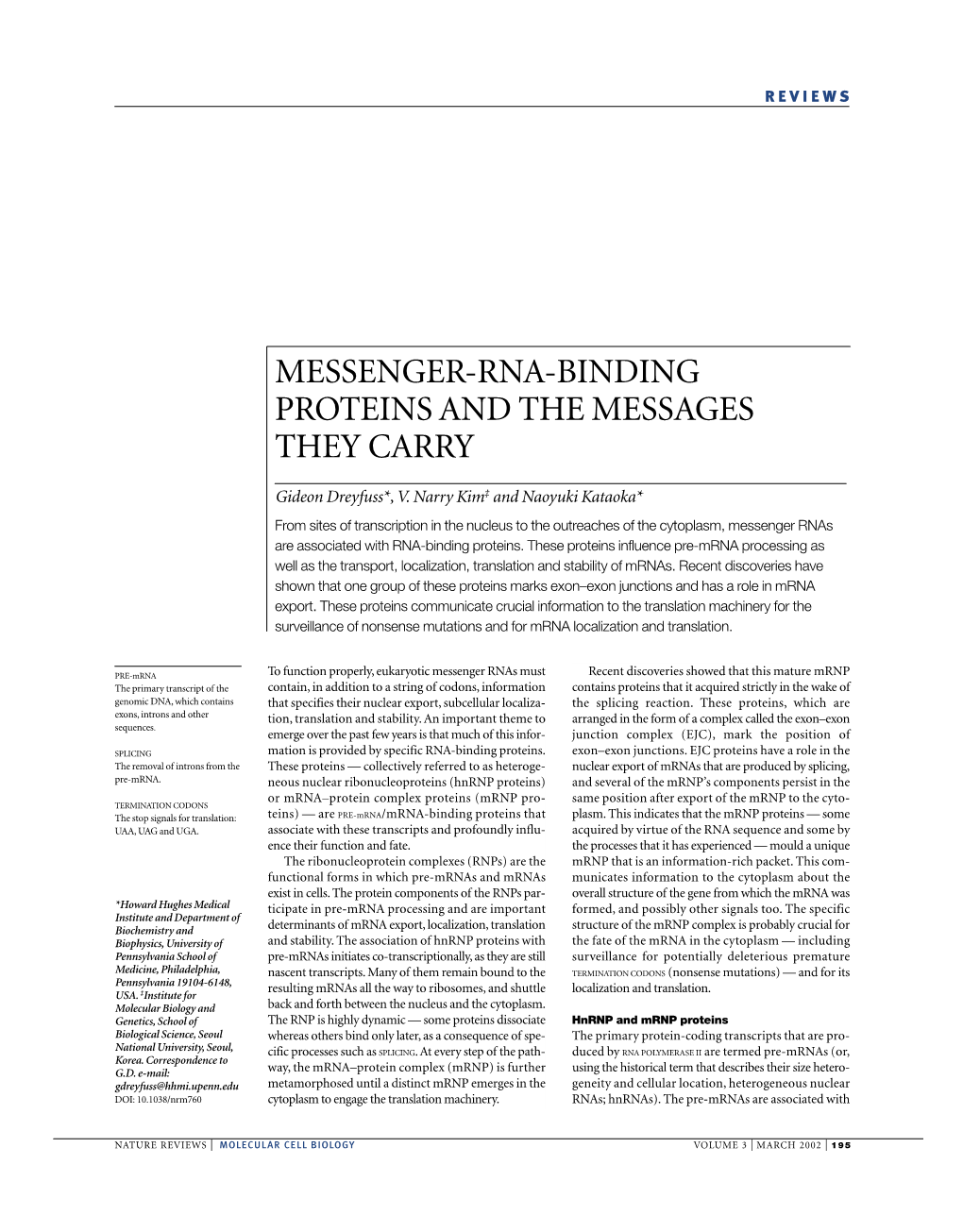 Messenger-Rna-Binding Proteins and the Messages They Carry