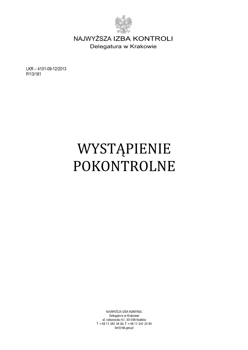 Wystąpienie Pokontrolne