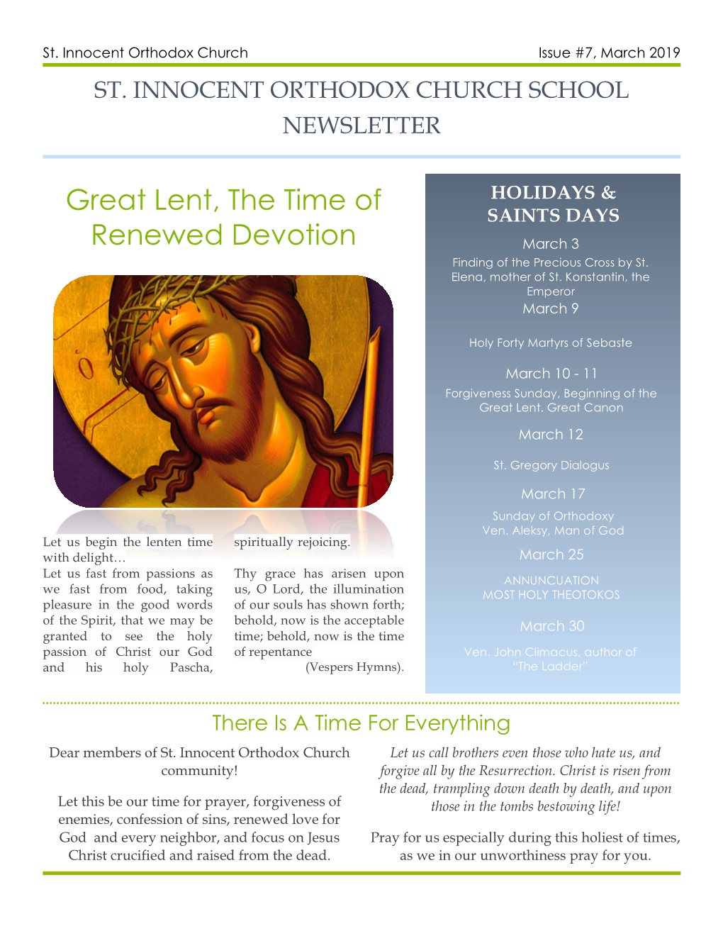 Great Lent, the Time of Renewed Devotion