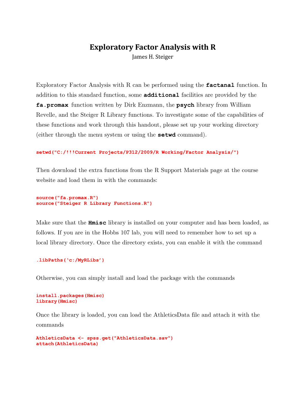 Exploratory Factor Analysis with R James H