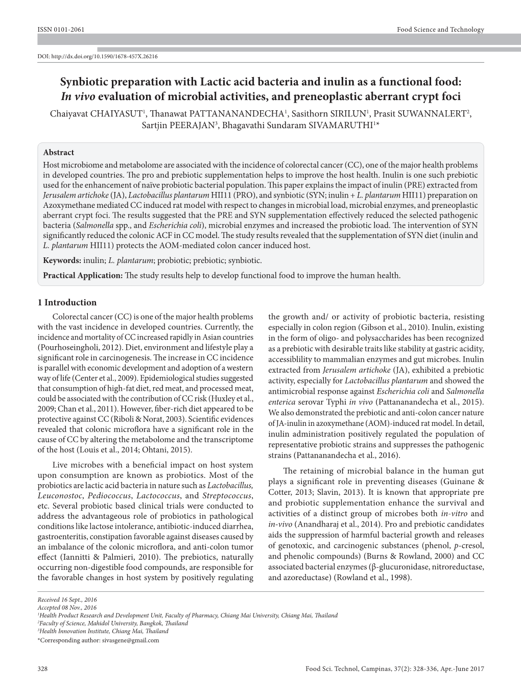 Synbiotic Preparation with Lactic Acid Bacteria and Inulin As A