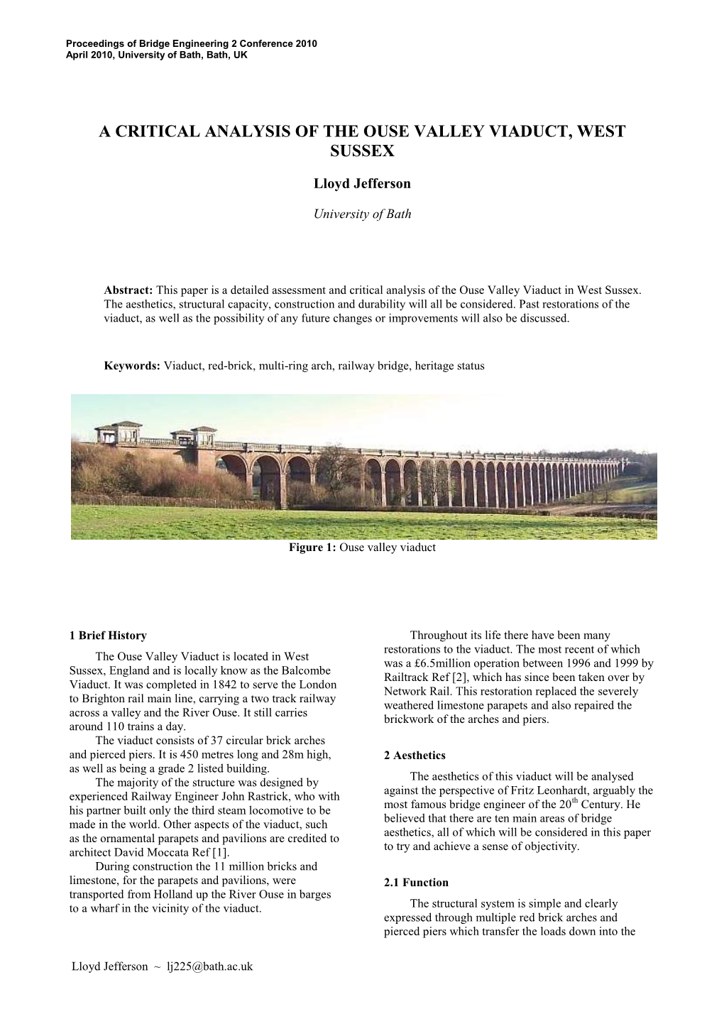A Critical Analysis of the Ouse Valley Viaduct, West Sussex