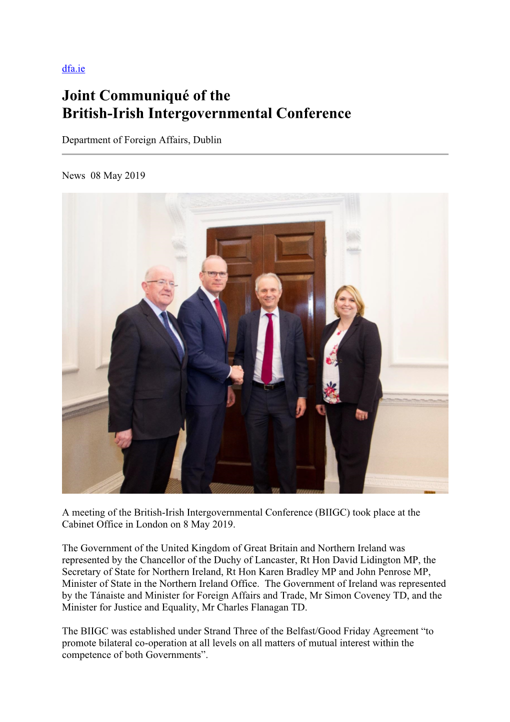 Joint Communiqué of the British-Irish Intergovernmental Conference