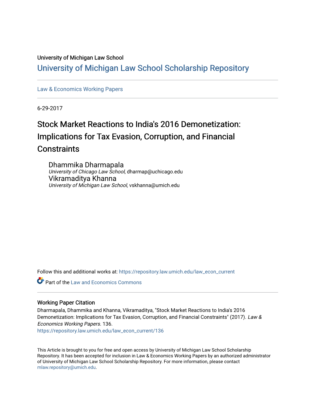 Stock Market Reactions to India's 2016 Demonetization: Implications for Tax Evasion, Corruption, and Financial Constraints