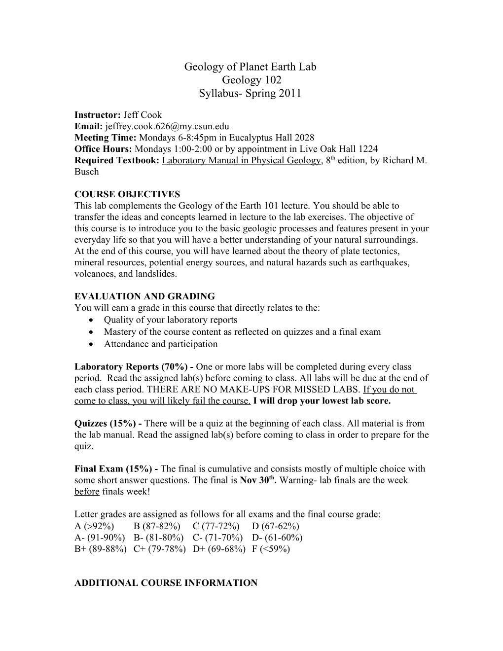 Geology of Planet Earth Lab (GEOL 102L Hybrid)