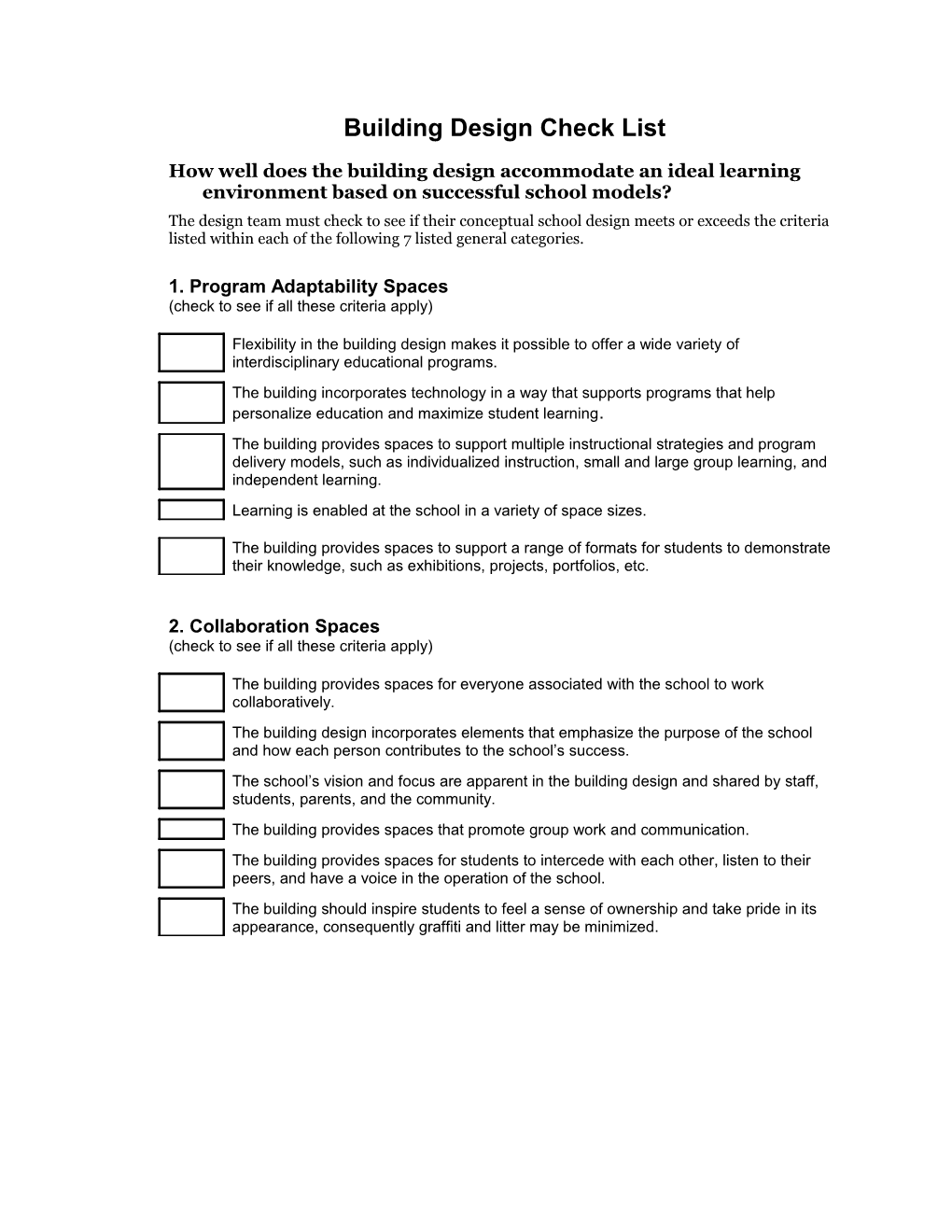 School Self Evaluation Form