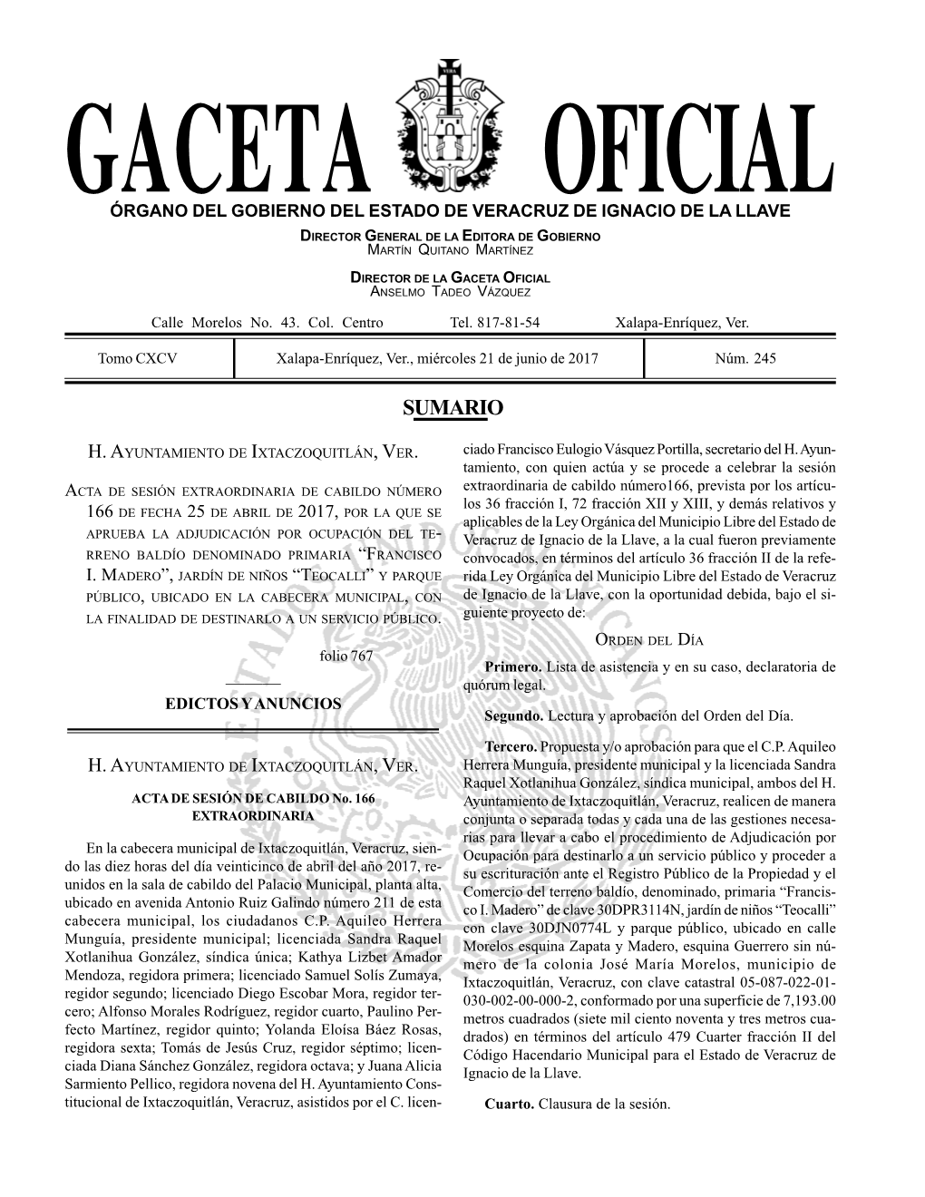 Gaceta No. 245. Junio 21-2017