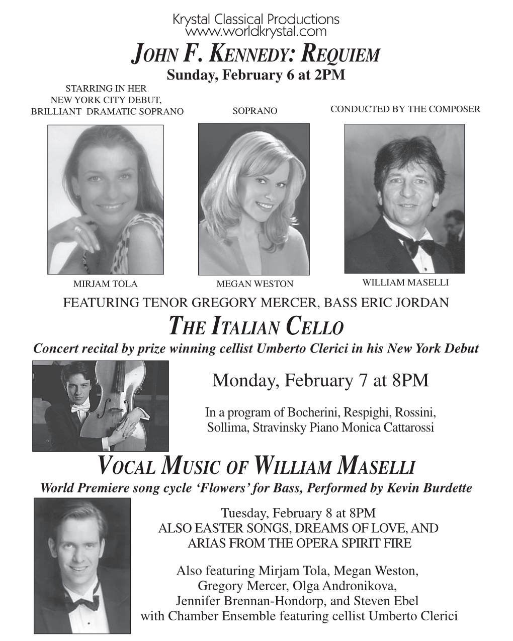 REQUIEM the ITALIAN CELLO Monday, February 7