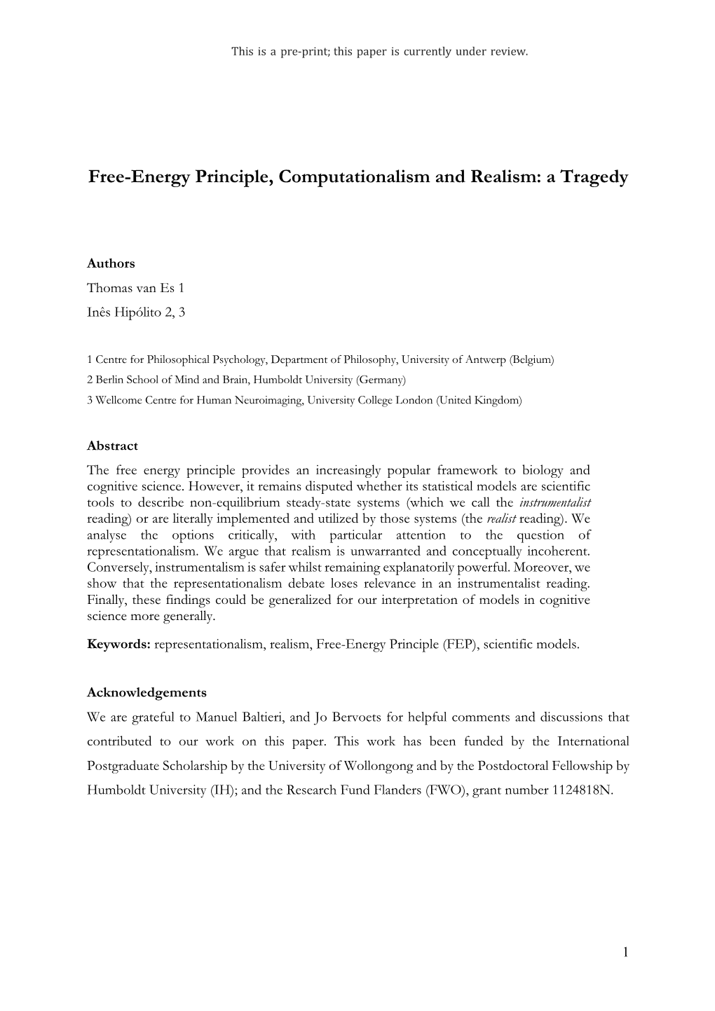 Free-Energy Principle, Computationalism and Realism: a Tragedy