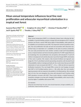Mean Annual Temperature Influences Local Fine Root Proliferation and Arbuscular Mycorrhizal Colonization in a Tropical Wet Forest