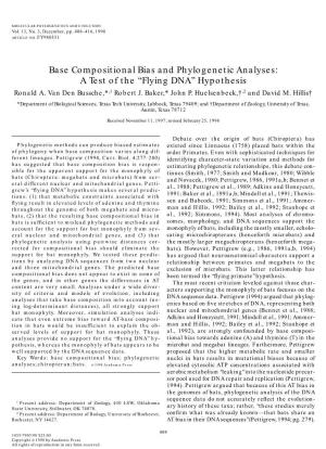 Base Compositional Bias and Phylogenetic Analyses: a Test of the ‘‘Flying DNA’’ Hypothesis Ronald A