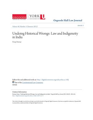 Undoing Historical Wrongs: Law and Indigeneity in India Pooja Parmar