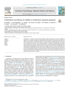 Trichinellosis Surveillance in Wildlife in Northeastern Argentine Patagonia T ⁎ M