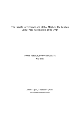 The London Corn Trade Association, 1885-1914
