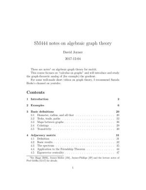 SM444 Notes on Algebraic Graph Theory