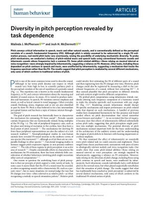 Diversity in Pitch Perception Revealed by Task Dependence