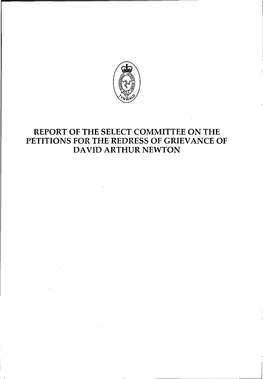 Report of the Select Committee on the Petition for Redress Of