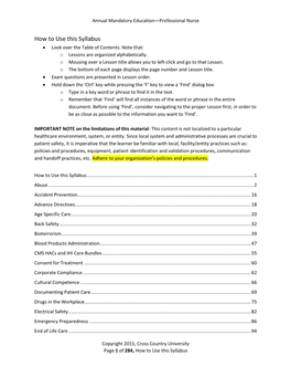 How to Use This Syllabus Look Over the Table of Contents