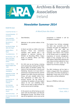 Newsletter Summer 2014