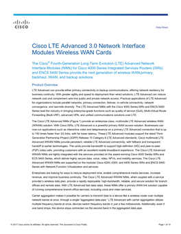 Cisco LTE Advanced 3.0 Network Interface Modules Wireless WAN Cards