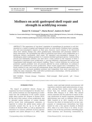 Molluscs on Acid: Gastropod Shell Repair and Strength in Acidifying Oceans