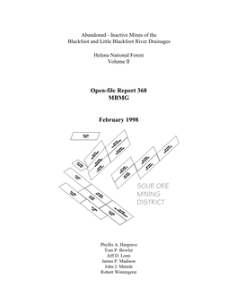 Open-File Report 368 MBMG February 1998