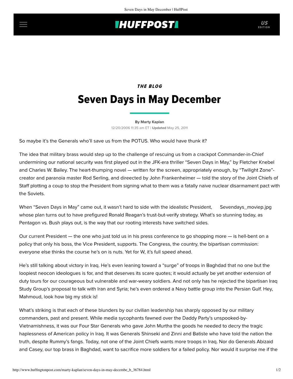 Seven Days in May December | Huffpost