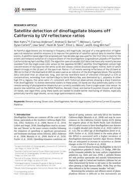 Satellite Detection of Dinoflagellate Blooms Off California by UV Reflectance Ratios
