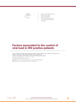 Factors Associated to the Control of Viral Load in HIV Positive Patients