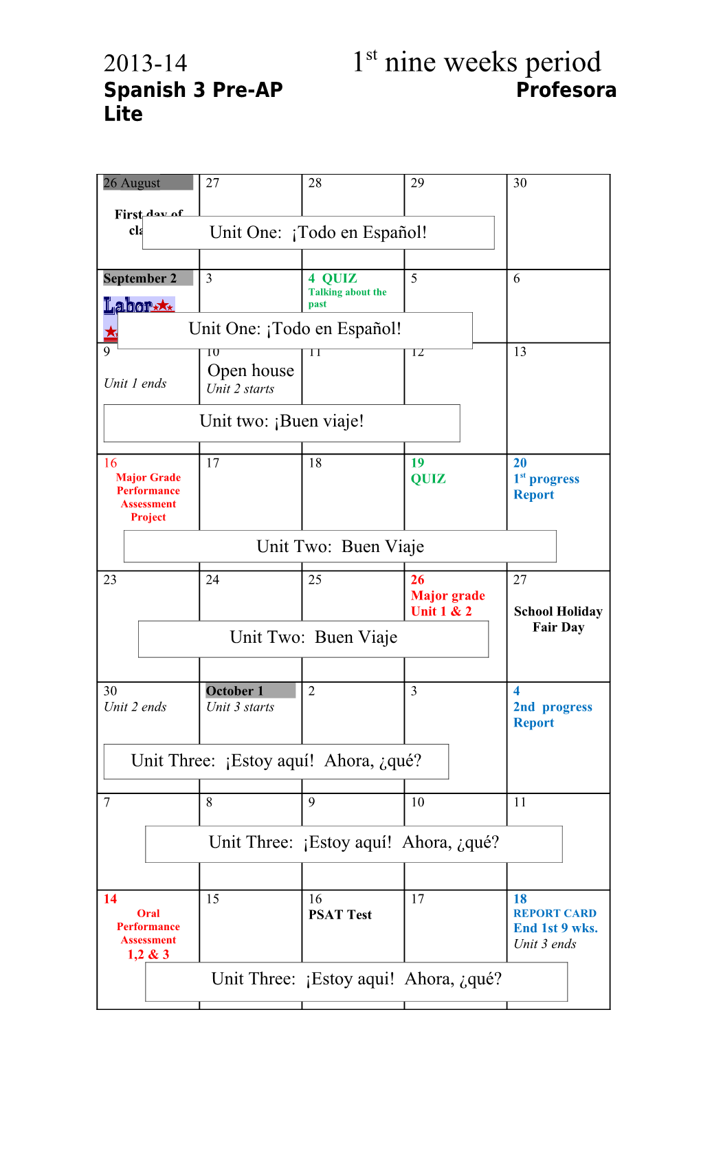 1St Nine Weeks Period