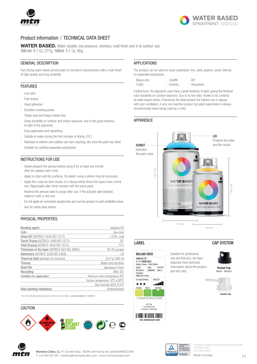 Product Information TECHNICAL DATA SHEET WATER BASED