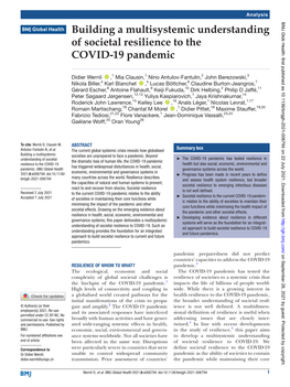 Building a Multisystemic Understanding of Societal Resilience to the COVID-19 Pandemic