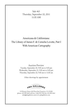 Americana & Californiana: the Library of James F. & Cornelia Lovette