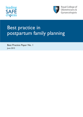 Best Practice in Postpartum Family Planning