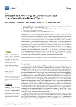 Taxonomy and Physiology of Oxyrrhis Marina and Oxyrrhis Maritima in Korean Waters