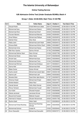 Batch 4 Group 1 (Date: 22-08-2020, Start Time: 01:00