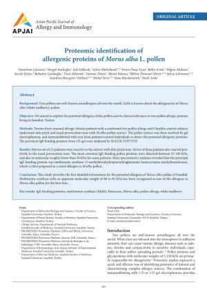 Proteomic Identification of Allergenic Proteins of Morus Alba L. Pollen
