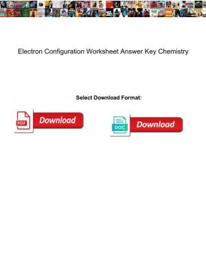 Electron Configuration Worksheet Answer Key Chemistry