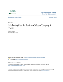 Marketing Plan for the Law Office of Gregory T. Varian" (2011)