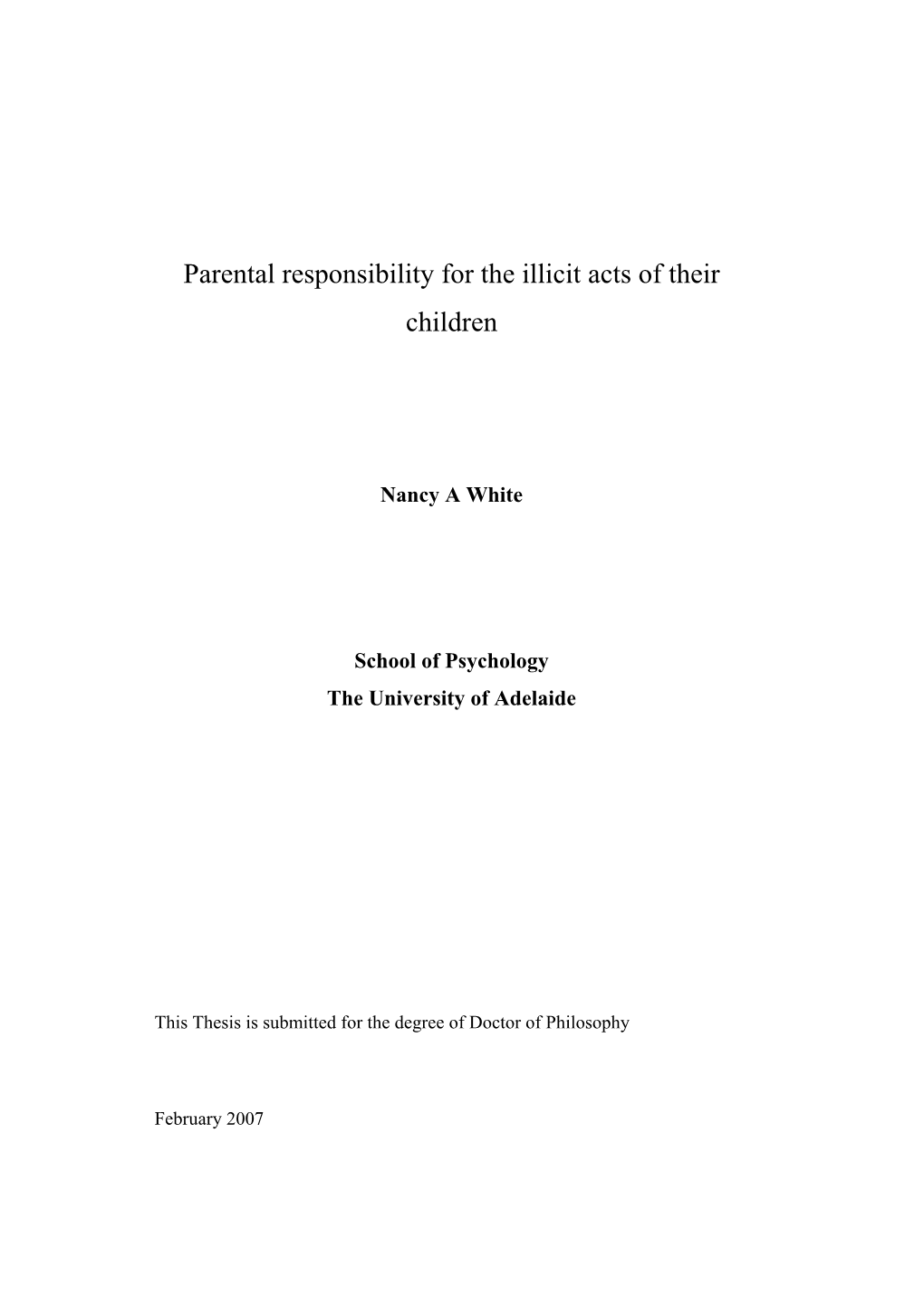 Parental Responsibility for the Illicit Acts of Their Children