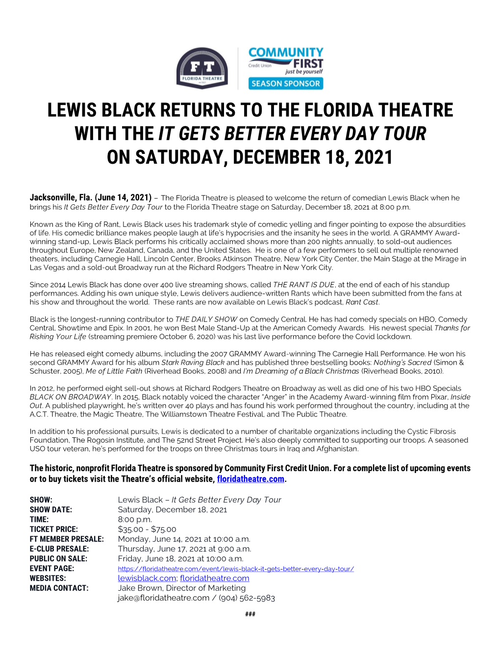 121821 Lewis Black Press Release