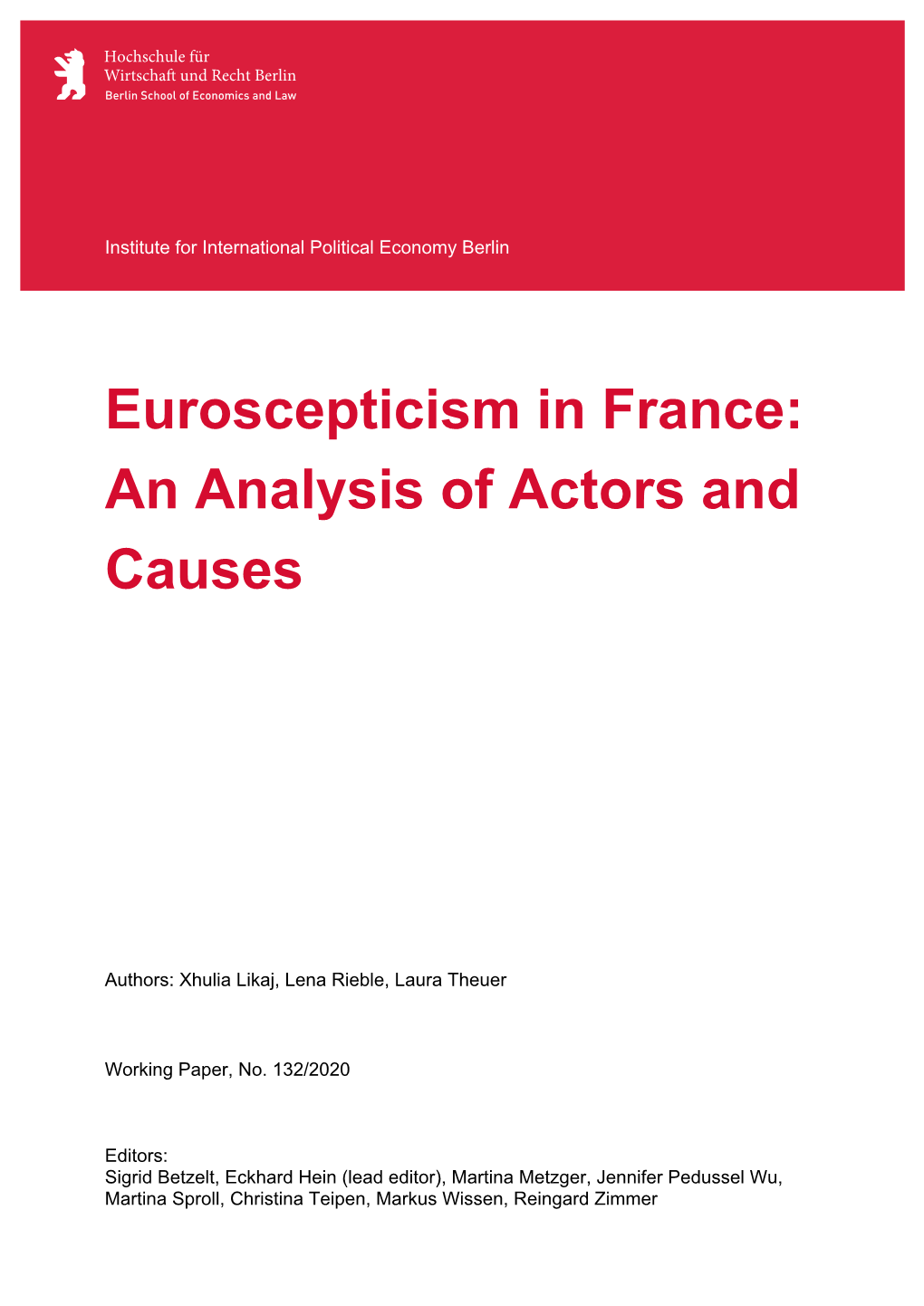 Euroscepticism in France: an Analysis of Actors and Causes